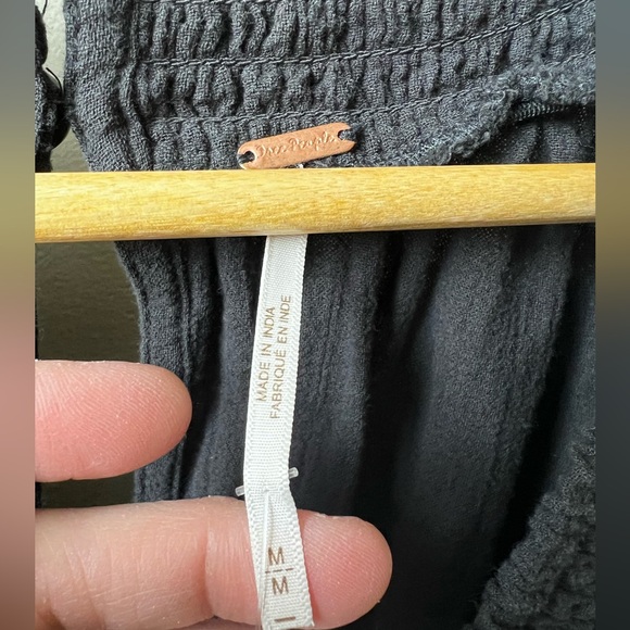 NWT FREE PEOPLE Babydoll Mini Dress For The Moment Boho Empire Waist Y2K Black M - Picture 4 of 10